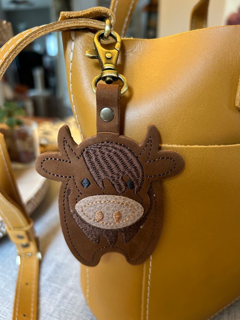 Portland Leather Cow Purse Charm Portland Leather Rufus Farm Keychain NEW